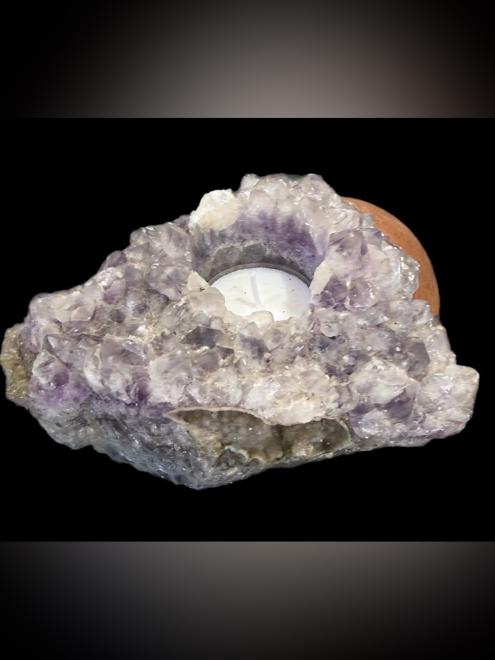 Large Quality Amethyst Crystal Cluster Tea Light Candle Holder